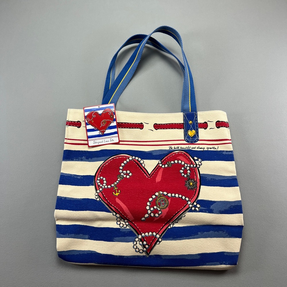 Brighton Striped Love Clear Womens Multicolor Printed Double Handle Tote Bag